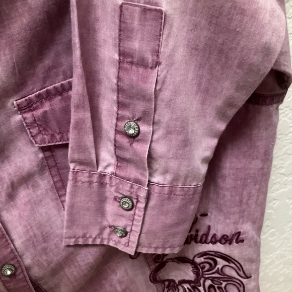 Harley Davidson Genuine Motor Clothes Long Sleeve Button Down Blouse - Picture 6 of 8